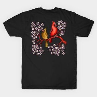 Red Cardinal bird dogwood flower North Carolina Virginia T-Shirt